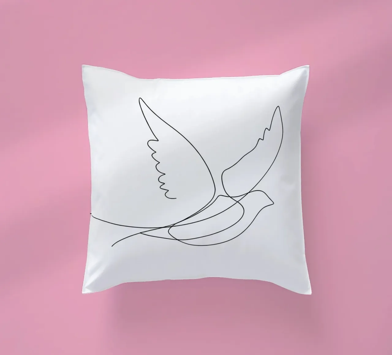 Minimalist Line Drawing of a Bird Flying | Modern Abstract decorative cushion by Viv Line Art