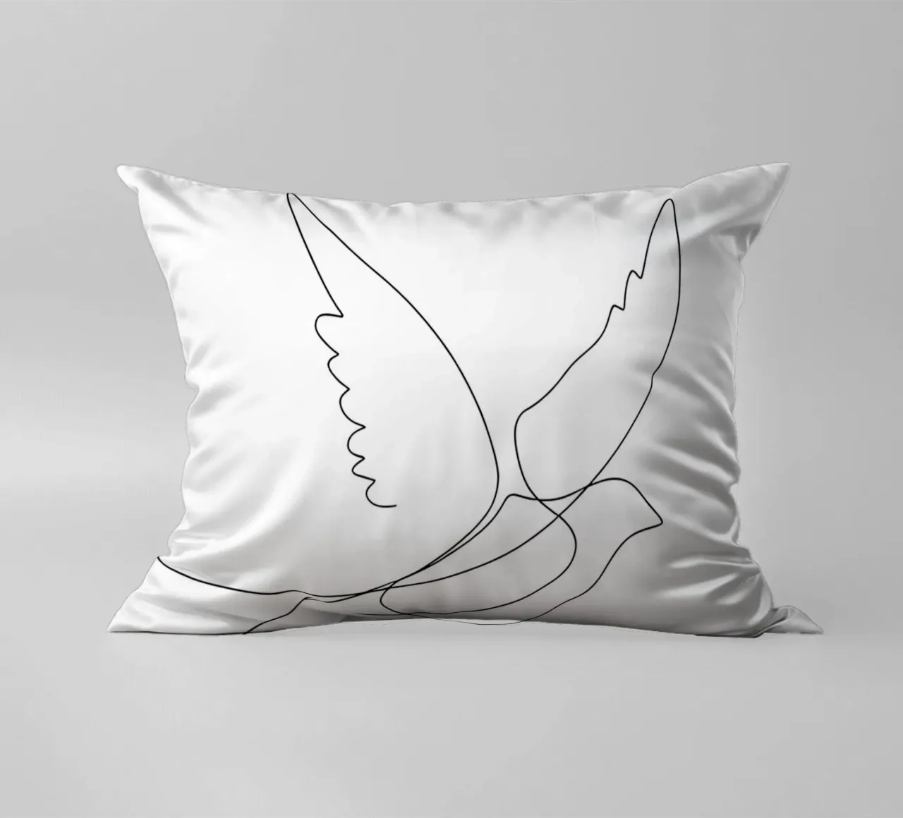 Minimalist Line Drawing of a Bird Flying | Modern Abstract decorative cushion by Viv Line Art