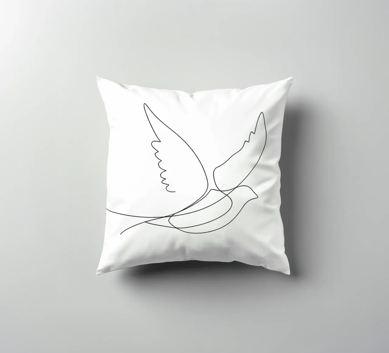 Minimalist Line Drawing of a Bird Flying | Modern Abstract decorative cushion by Viv Line Art