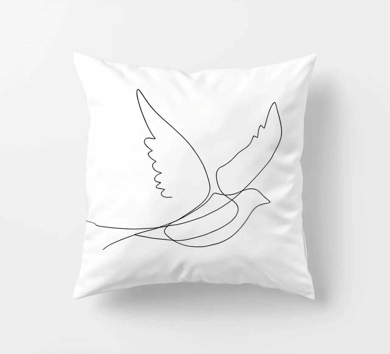 Minimalist Line Drawing of a Bird Flying | Modern Abstract decorative cushion by Viv Line Art