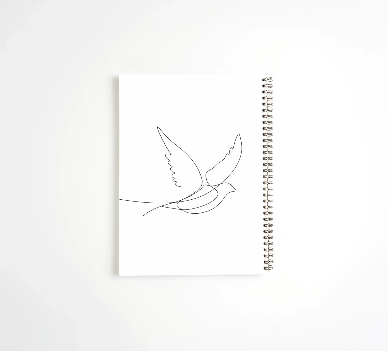 Minimalist Line Drawing of a Bird Flying | Modern Abstract spiral notebook by Viv Line Art