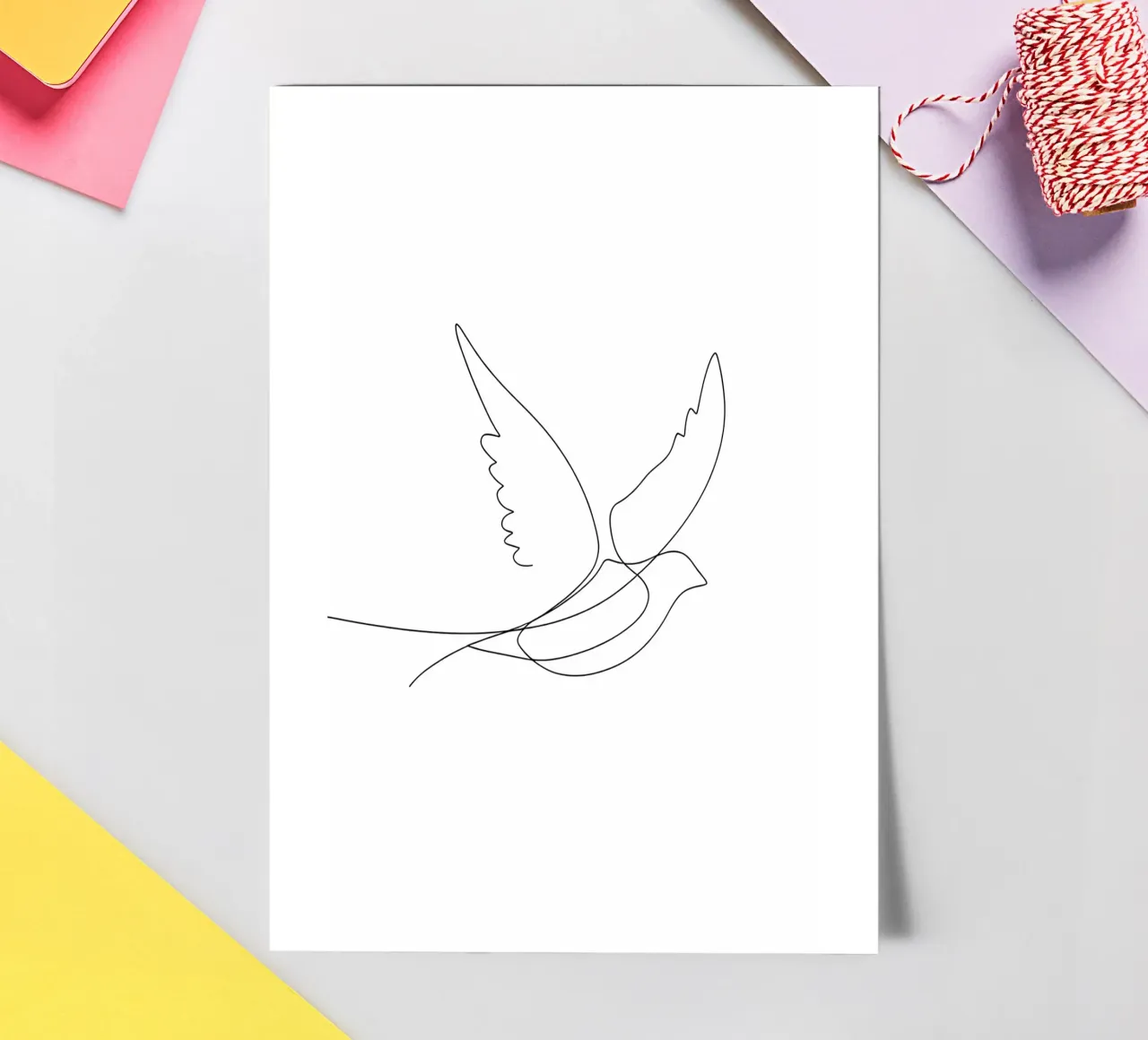 Minimalist Line Drawing of a Bird Flying | Modern Abstract sticker sheet by Viv Line Art