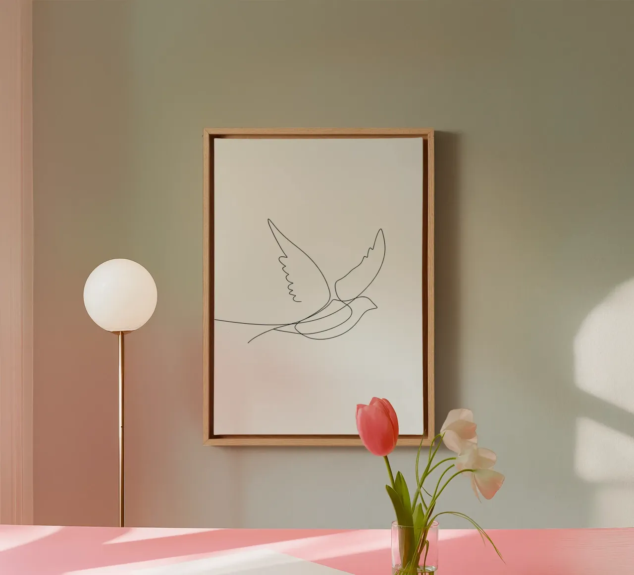 Minimalist Line Drawing of a Bird Flying | Modern Abstract canvas by Viv Line Art