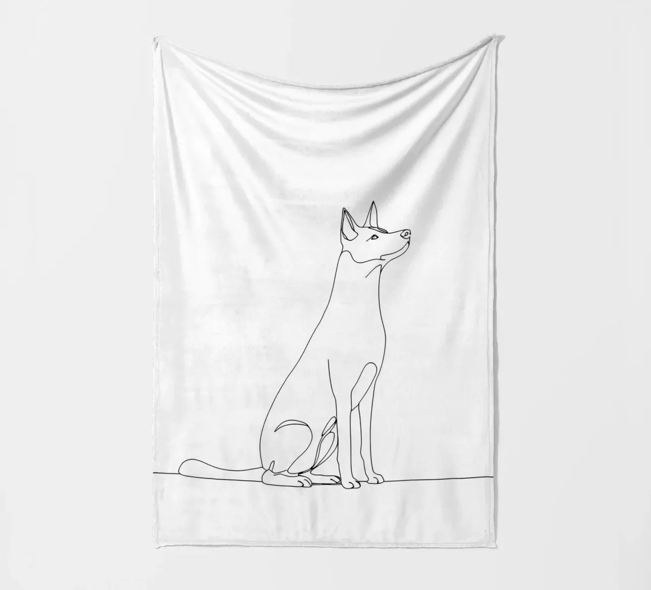 Minimalist Line Drawing of a Dog Sitting | Modern Abstract fleece blanket by Viv Line Art