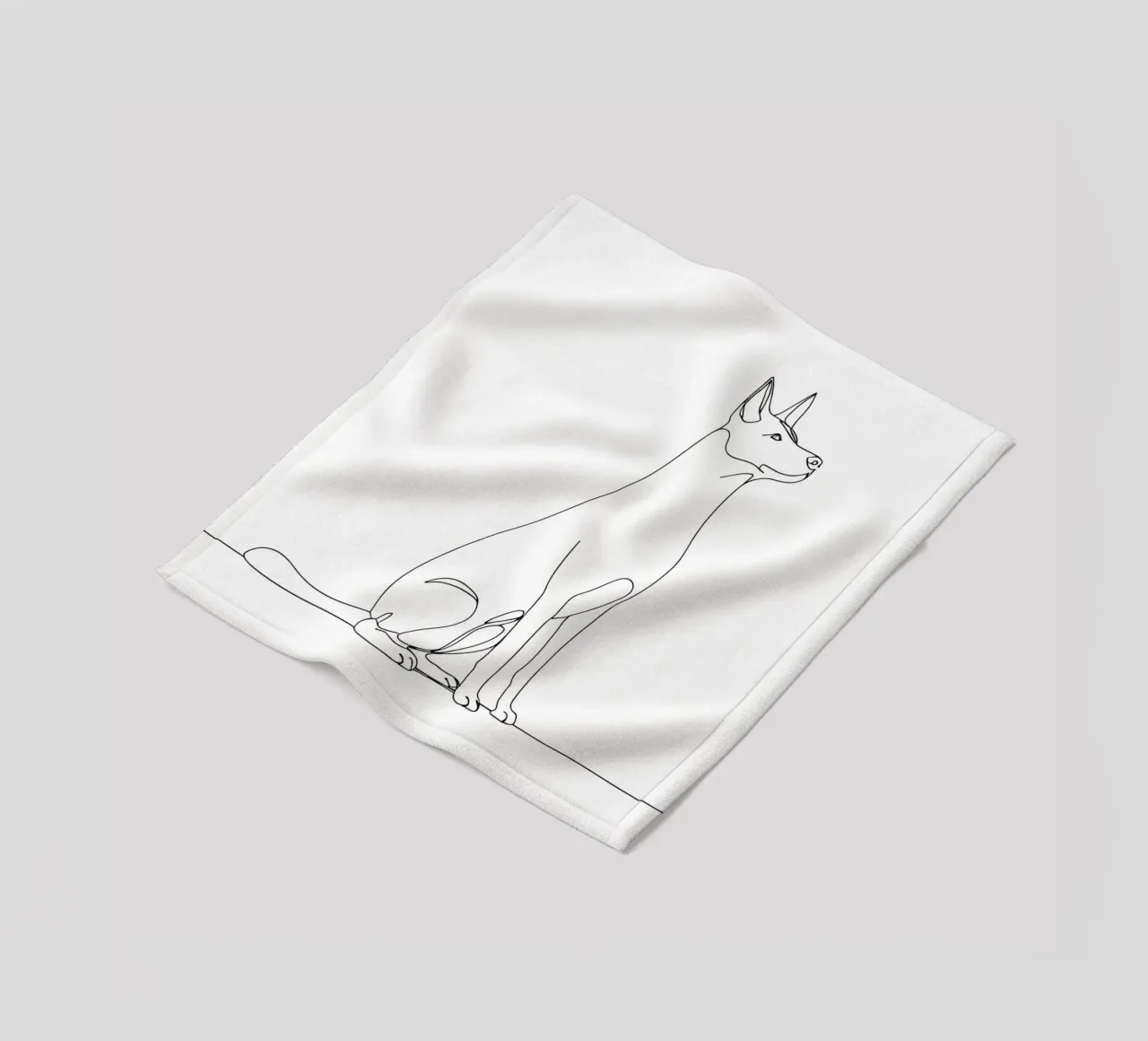 Minimalist Line Drawing of a Dog Sitting | Modern Abstract fleece blanket by Viv Line Art