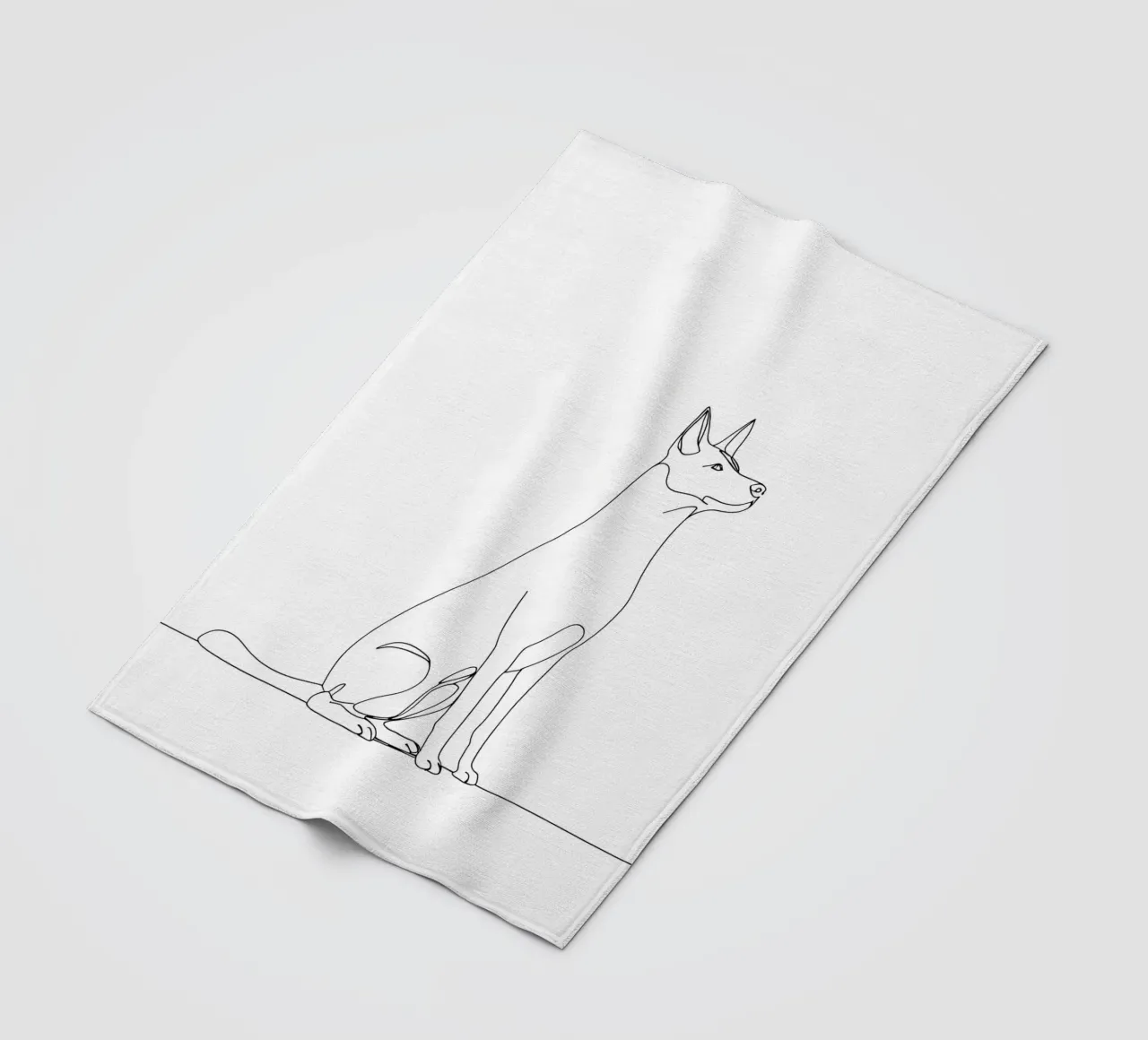 Minimalist Line Drawing of a Dog Sitting | Modern Abstract fleece blanket by Viv Line Art