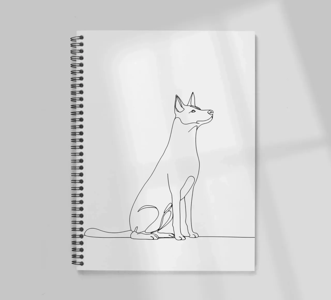 Minimalist Line Drawing of a Dog Sitting | Modern Abstract spiral notebook by Viv Line Art