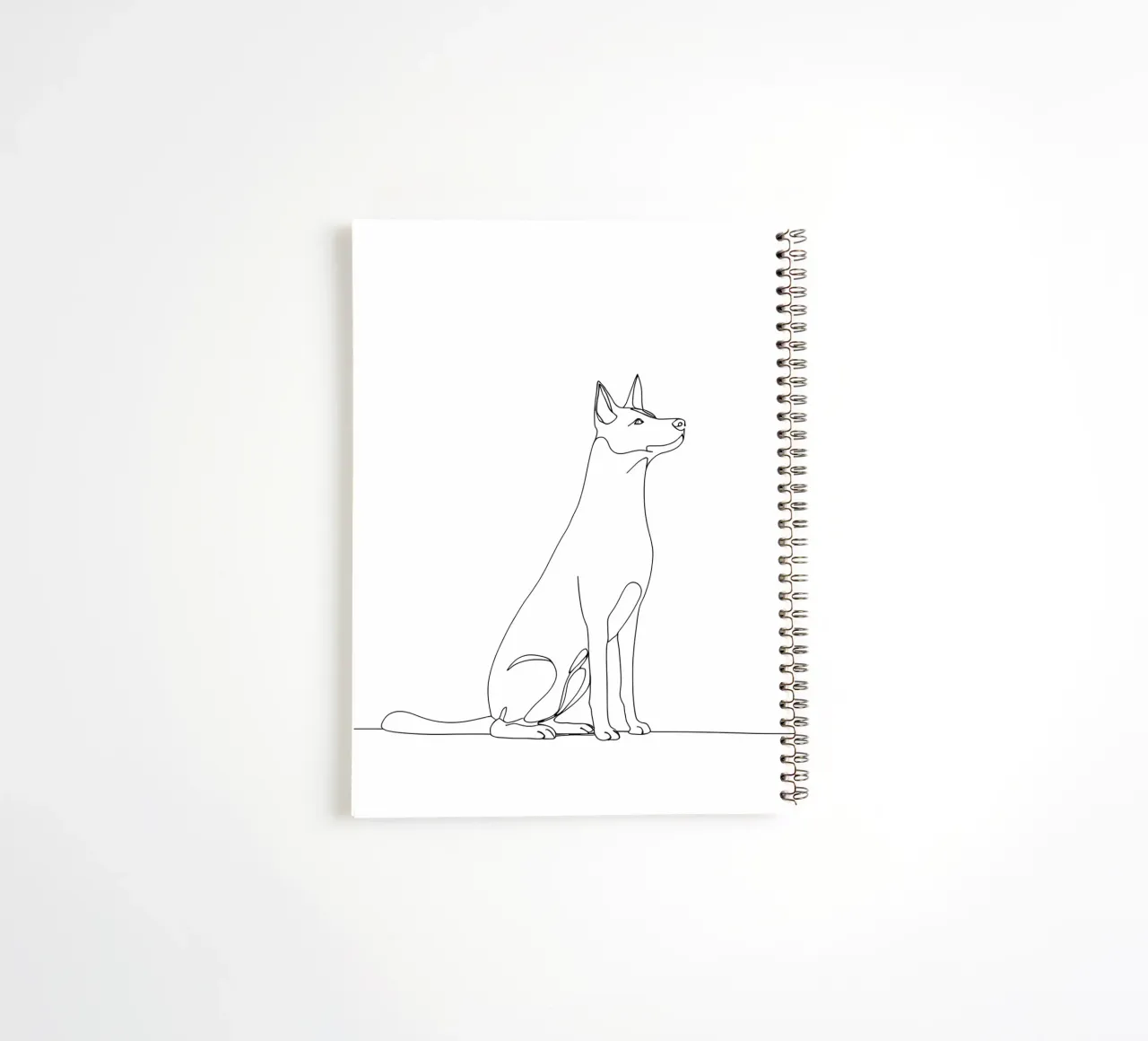 Minimalist Line Drawing of a Dog Sitting | Modern Abstract spiral notebook by Viv Line Art