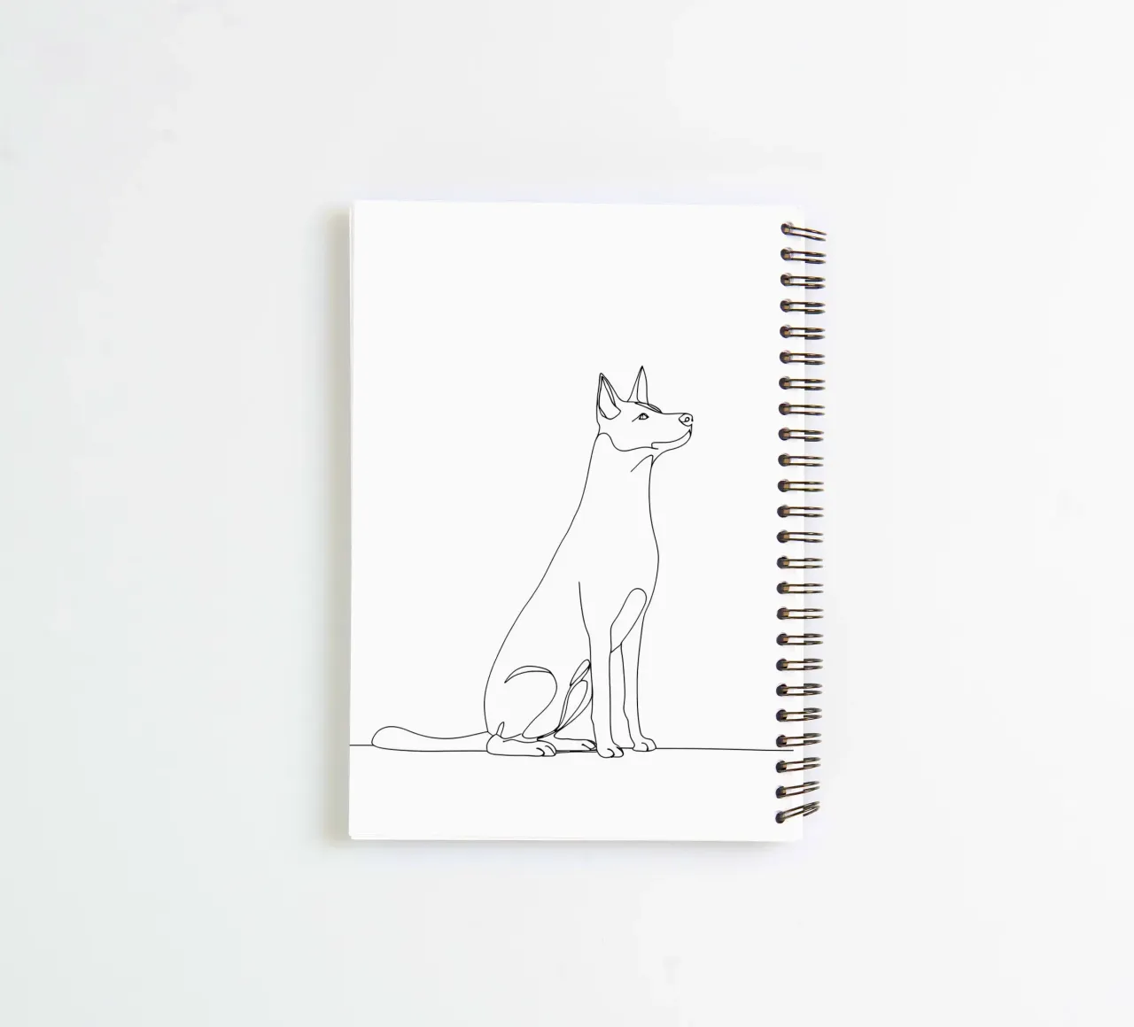 Minimalist Line Drawing of a Dog Sitting | Modern Abstract spiral notebook by Viv Line Art