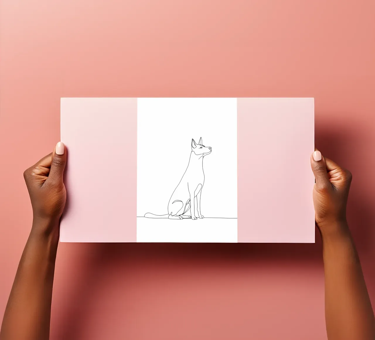 Minimalist Line Drawing of a Dog Sitting | Modern Abstract sticker sheet by Viv Line Art