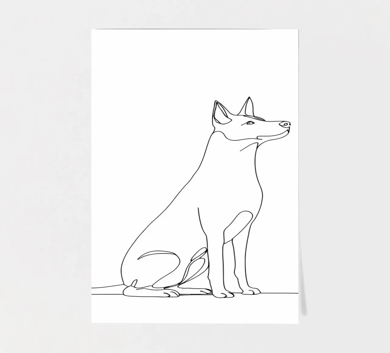 Minimalist Line Drawing of a Dog Sitting | Modern Abstract sticker sheet by Viv Line Art