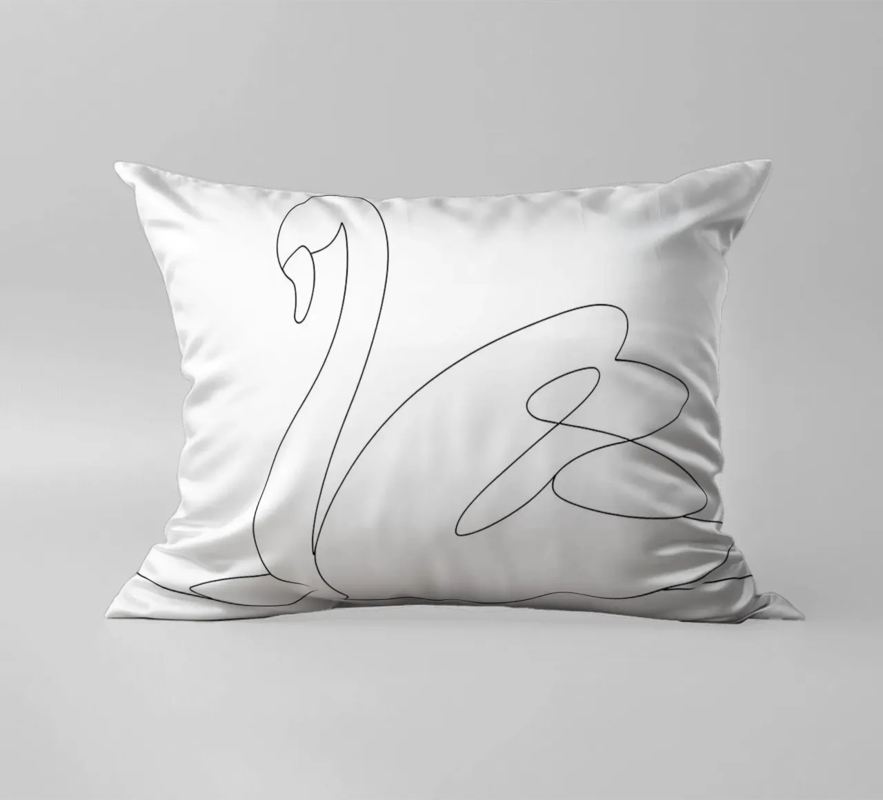 Minimalist One Line Drawing of a Swan | Modern Abstract Art decorative cushion by Viv Line Art