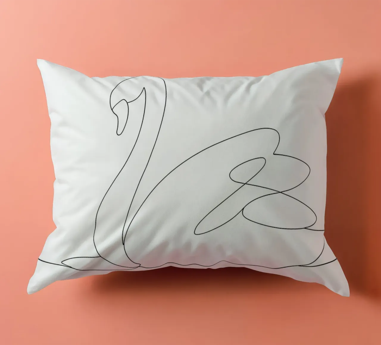 Minimalist One Line Drawing of a Swan | Modern Abstract Art decorative cushion by Viv Line Art