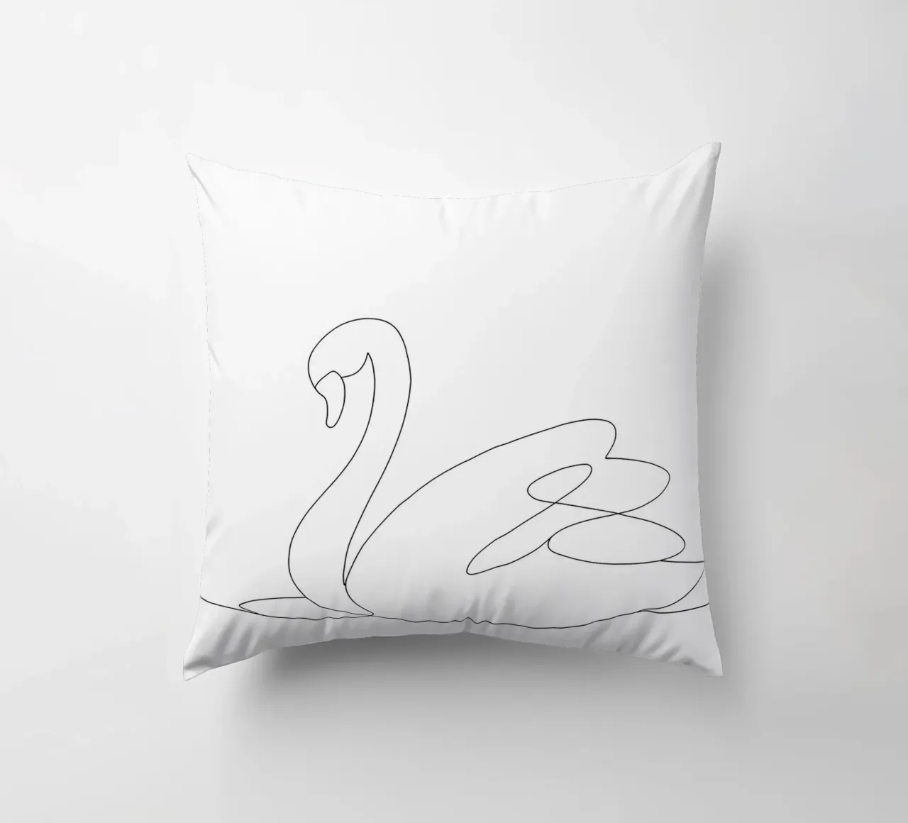 Minimalist One Line Drawing of a Swan | Modern Abstract Art decorative cushion by Viv Line Art
