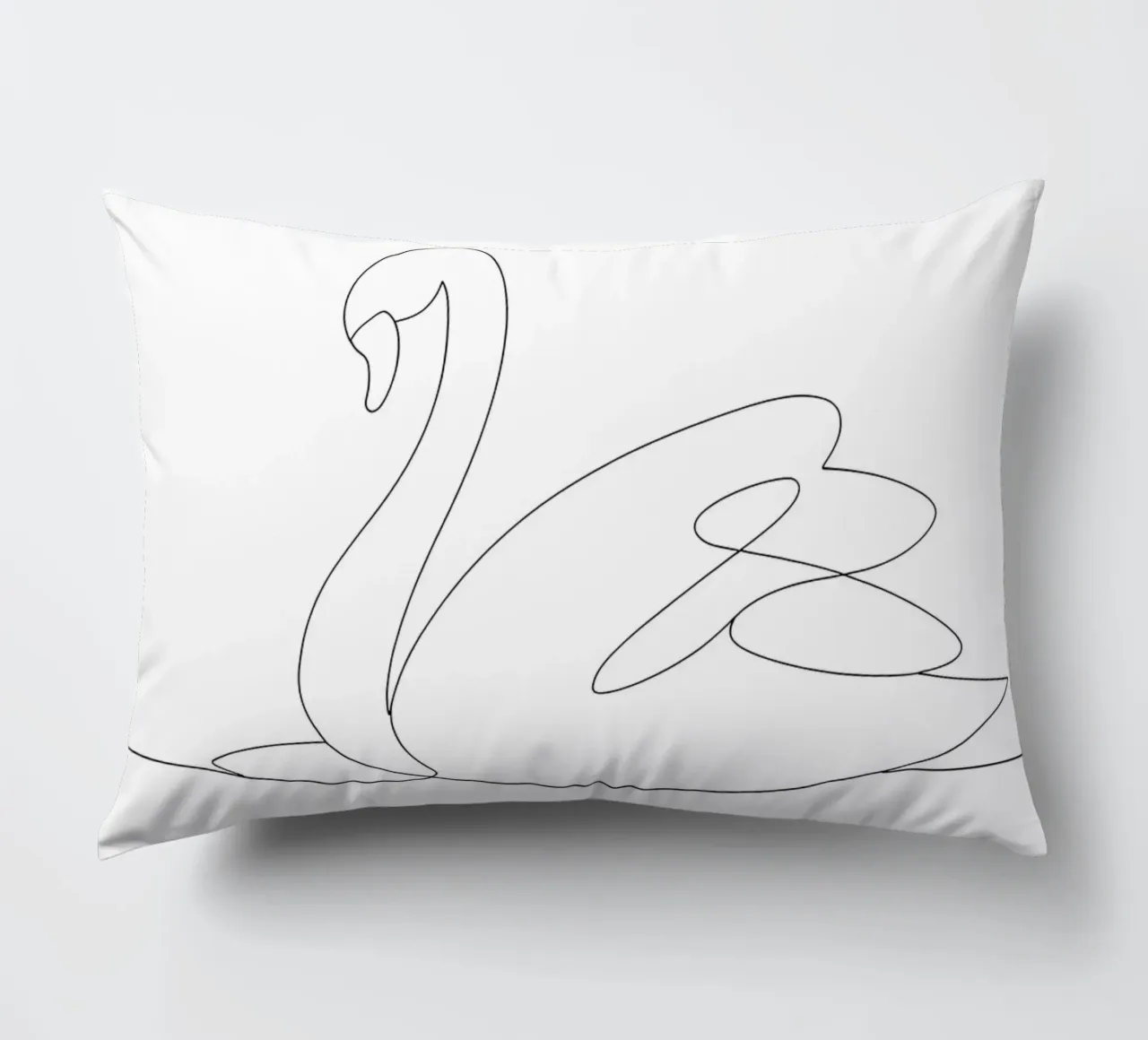Minimalist One Line Drawing of a Swan | Modern Abstract Art decorative cushion by Viv Line Art