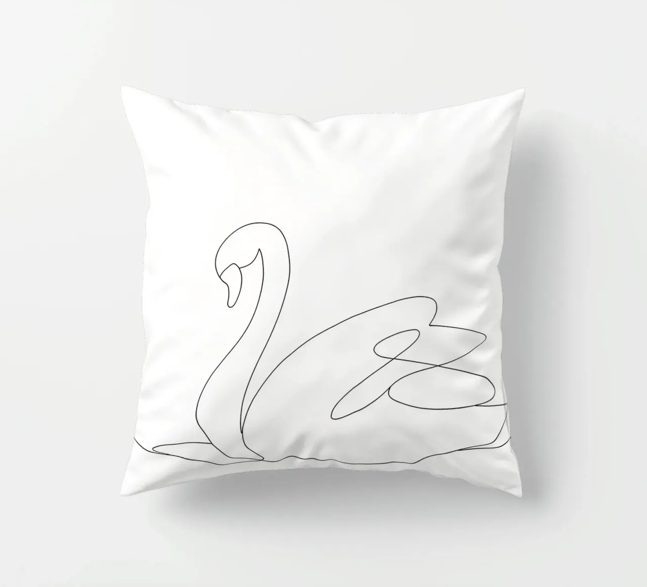 Minimalist One Line Drawing of a Swan | Modern Abstract Art decorative cushion by Viv Line Art
