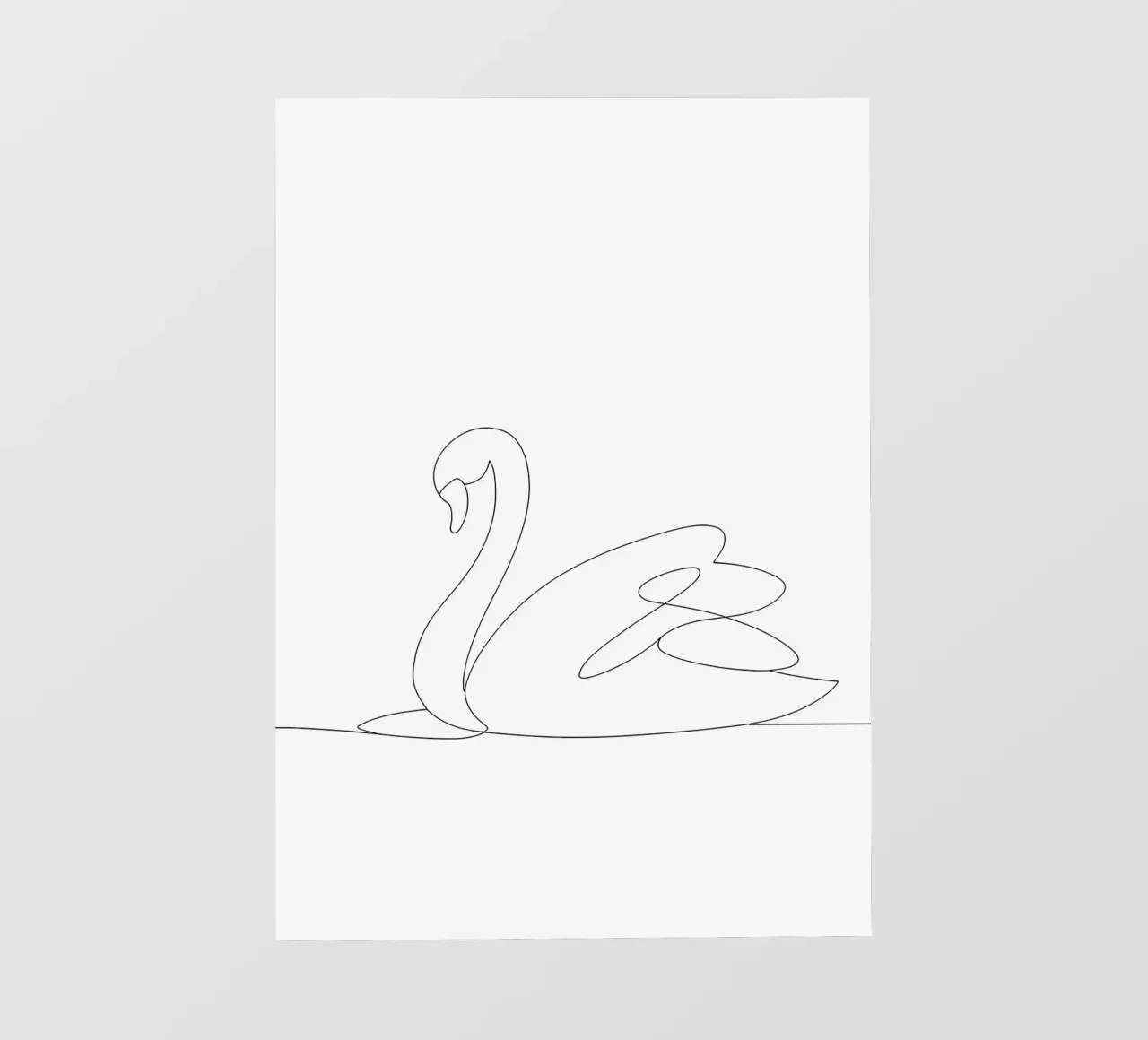 Minimalist One Line Drawing of a Swan | Modern Abstract Art photo wallpaper by Viv Line Art