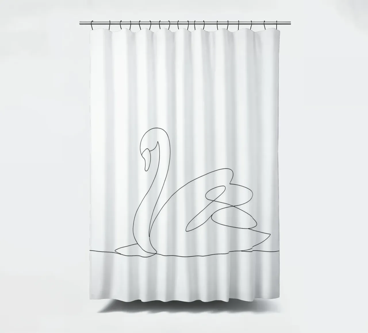 Minimalist One Line Drawing of a Swan | Modern Abstract Art shower curtain by Viv Line Art