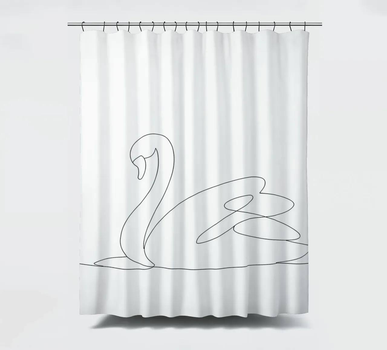 Minimalist One Line Drawing of a Swan | Modern Abstract Art shower curtain by Viv Line Art
