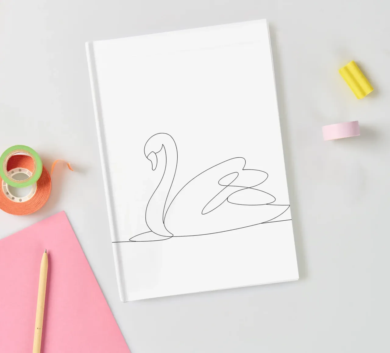 Minimalist One Line Drawing of a Swan | Modern Abstract Art notebook by Viv Line Art