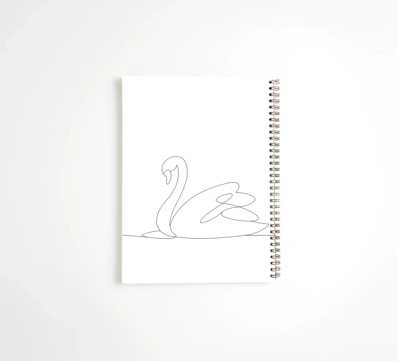 Minimalist One Line Drawing of a Swan | Modern Abstract Art spiral notebook by Viv Line Art