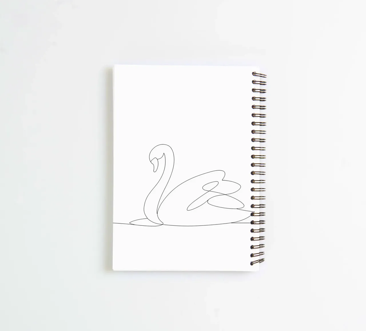 Minimalist One Line Drawing of a Swan | Modern Abstract Art spiral notebook by Viv Line Art