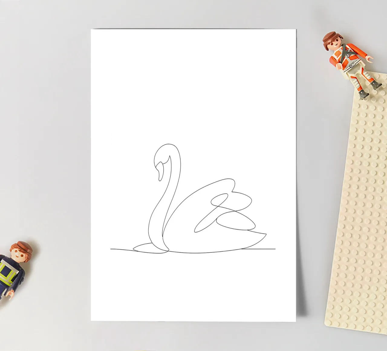 Minimalist One Line Drawing of a Swan | Modern Abstract Art sticker sheet by Viv Line Art