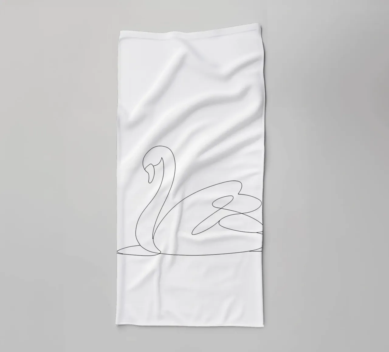 Minimalist One Line Drawing of a Swan | Modern Abstract Art towel by Viv Line Art