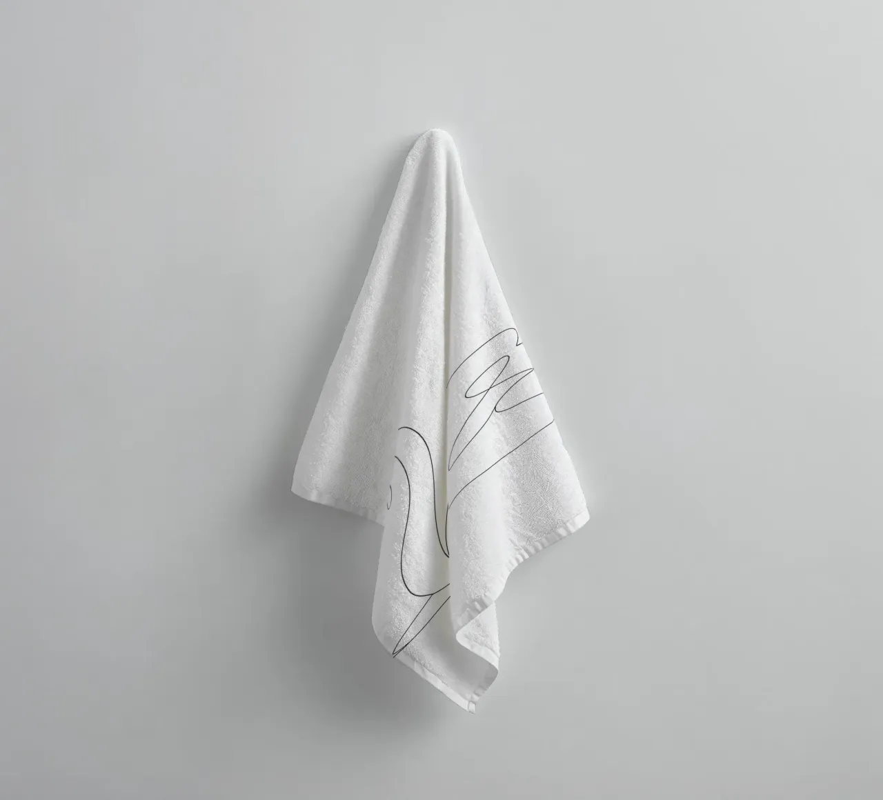 Minimalist One Line Drawing of a Swan | Modern Abstract Art towel by Viv Line Art