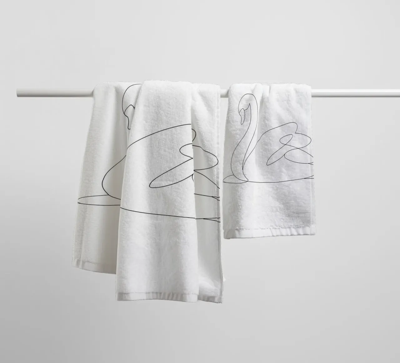 Minimalist One Line Drawing of a Swan | Modern Abstract Art towel by Viv Line Art