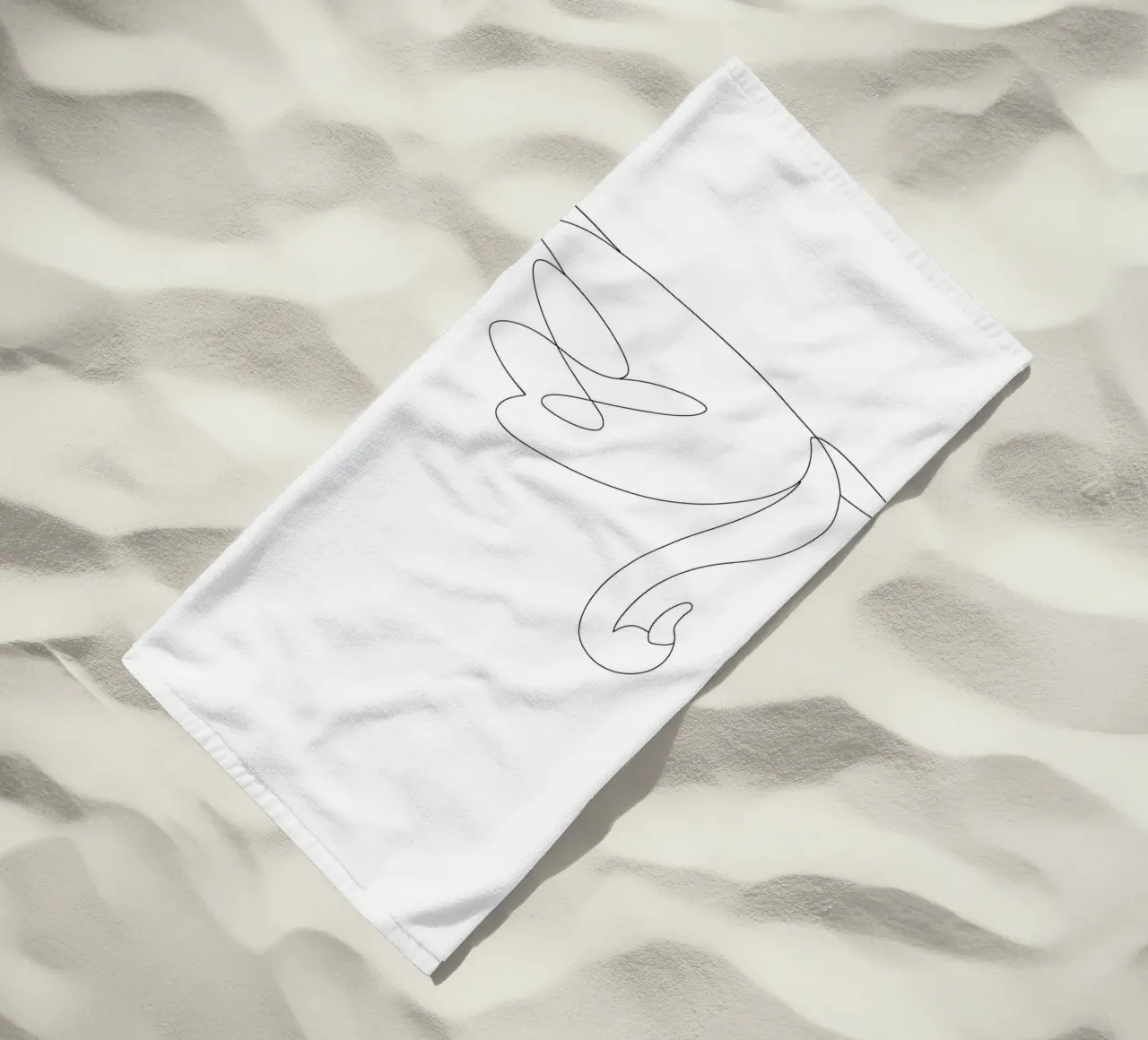 Minimalist One Line Drawing of a Swan | Modern Abstract Art beach towel by Viv Line Art