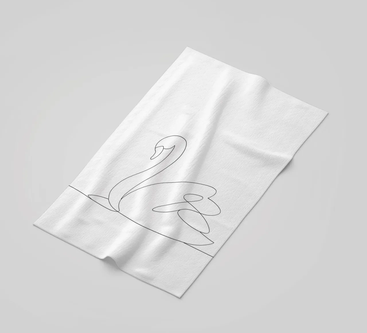 Minimalist One Line Drawing of a Swan | Modern Abstract Art beach towel by Viv Line Art