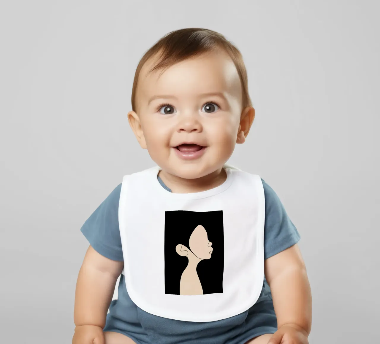 Minimalist Line Drawing of a Child | Modern Abstract Art baby bib by Viv Line Art