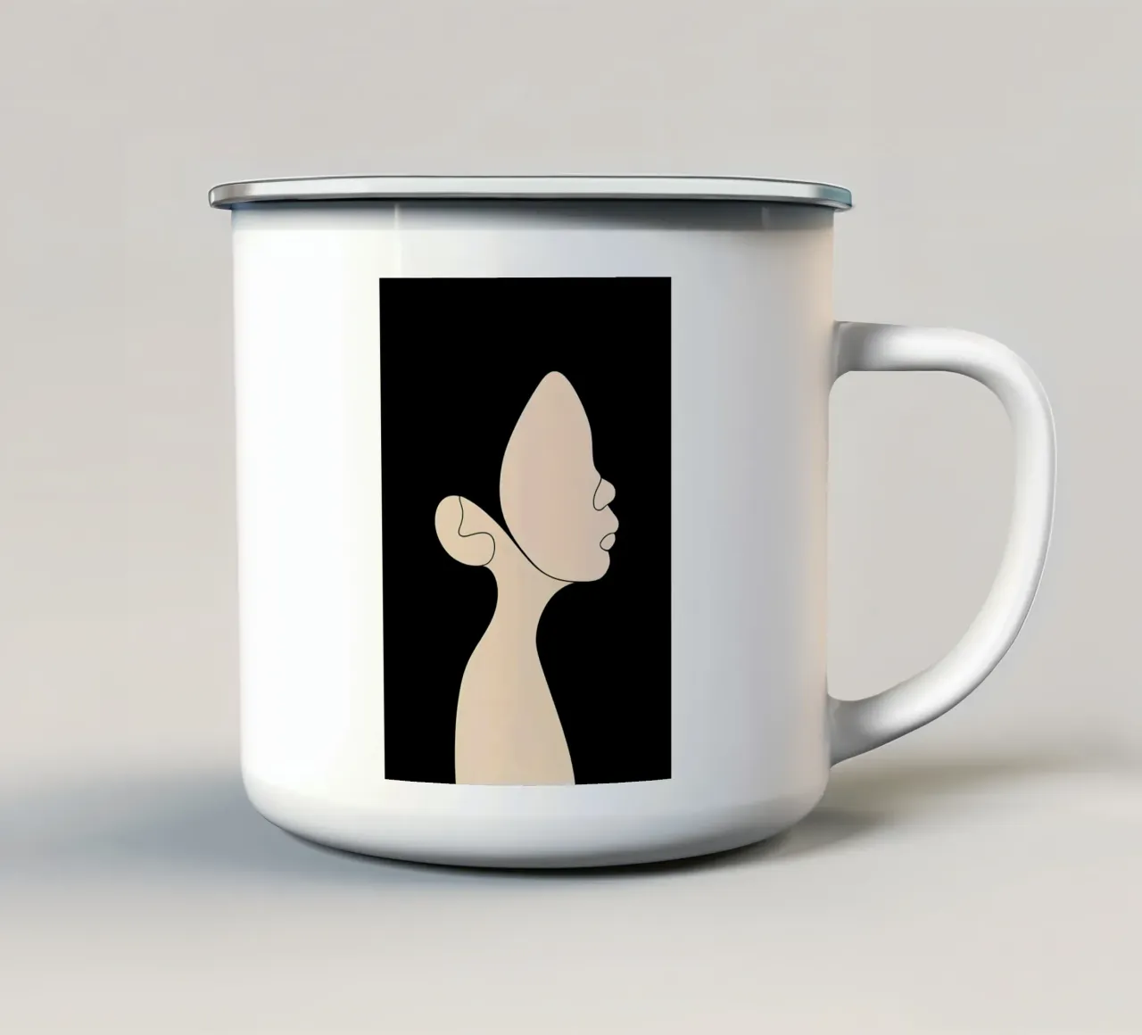 Minimalist Line Drawing of a Child | Modern Abstract Art enamel mug by Viv Line Art