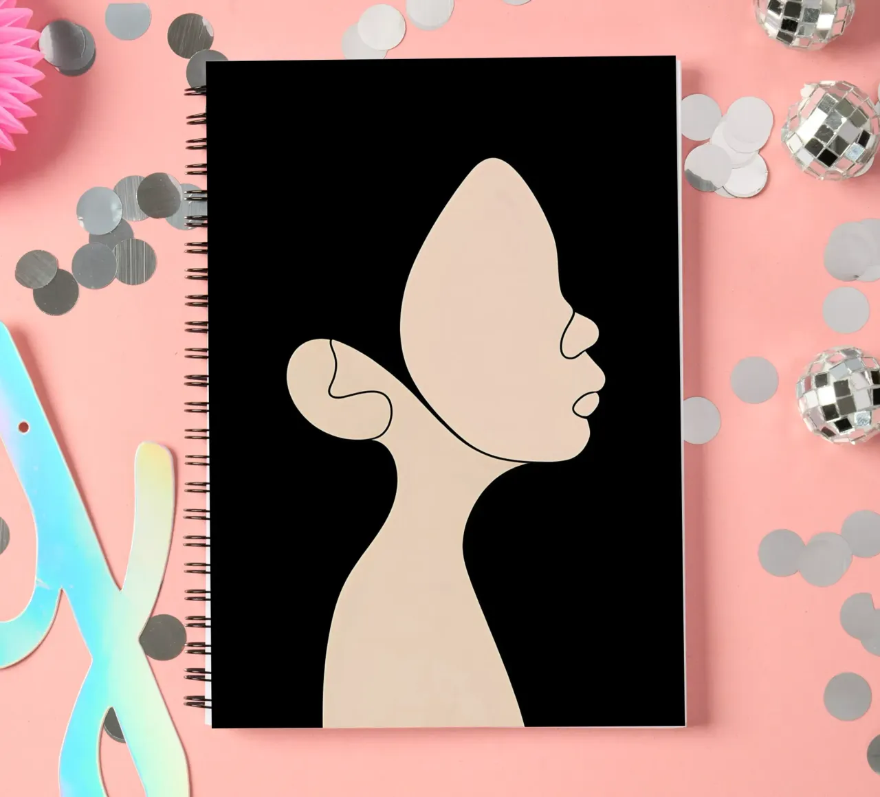 Minimalist Line Drawing of a Child | Modern Abstract Art spiral notebook by Viv Line Art