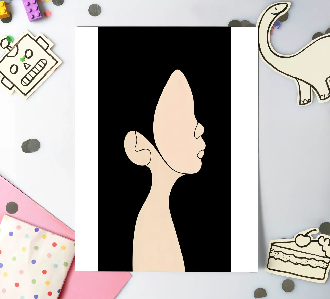 Minimalist Line Drawing of a Child | Modern Abstract Art sticker sheet by Viv Line Art