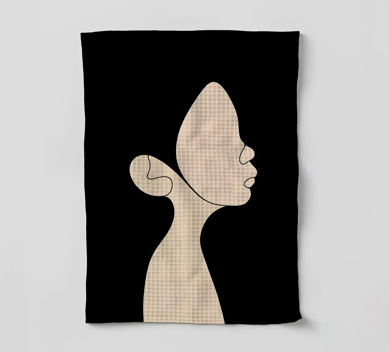 Dessin au trait minimaliste d'un enfant | Modern Abstract Art torchon de Viv Line Art