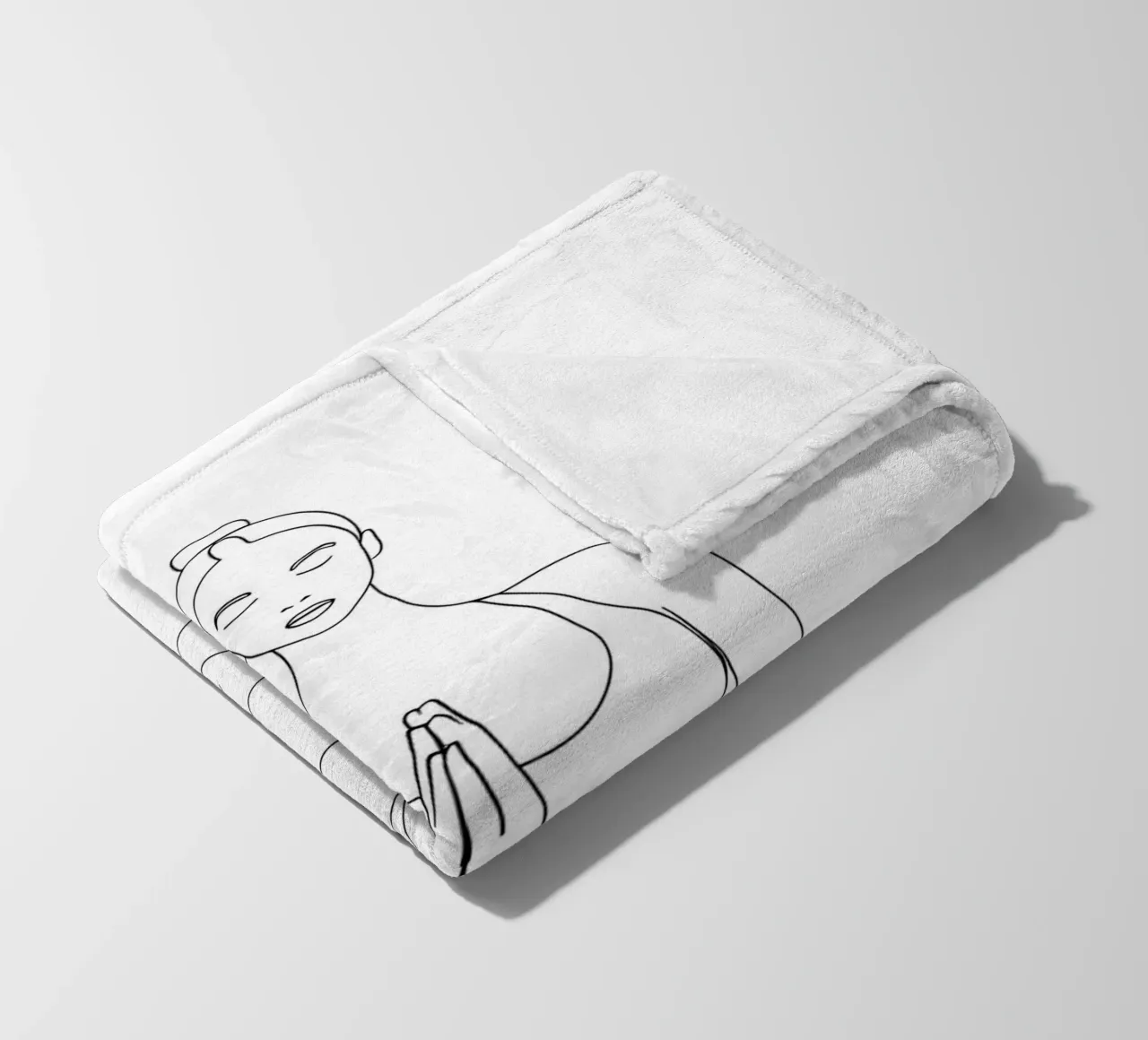 Disegno lineare minimalista di una donna in posizione yoga | Addominali moderni coperta in pile da Viv Line Art
