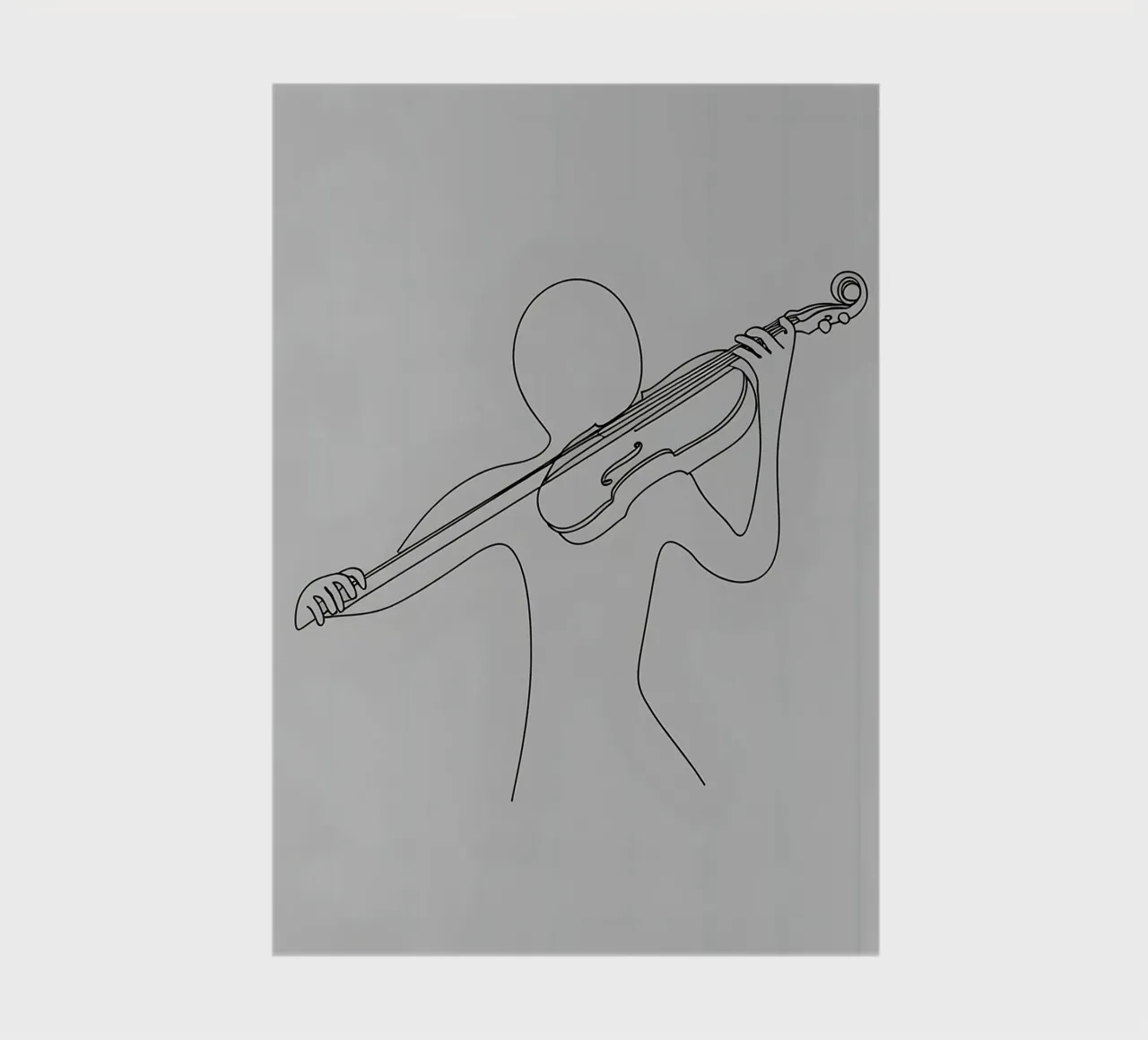 Minimalist Line Drawing of a Person with Violin | Modern Abs notebook by Viv Line Art
