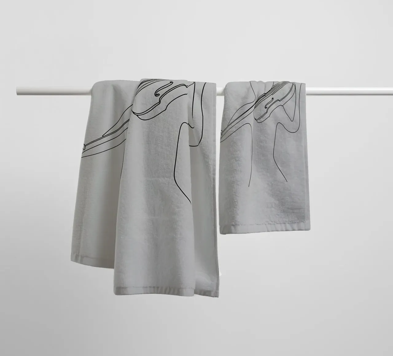 Minimalist Line Drawing of a Person with Violin | Modern Abs towel by Viv Line Art