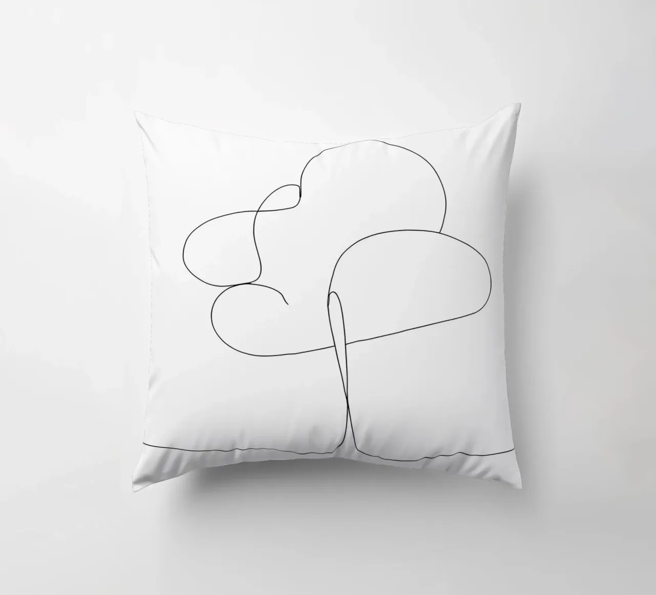 Minimalist One Line Drawing of a Tree | Modern Abstract Art decorative cushion by Viv Line Art