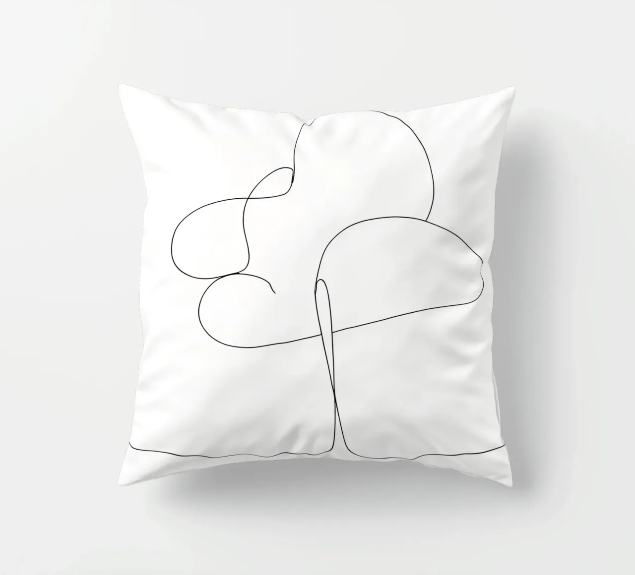 Minimalist One Line Drawing of a Tree | Modern Abstract Art decorative cushion by Viv Line Art