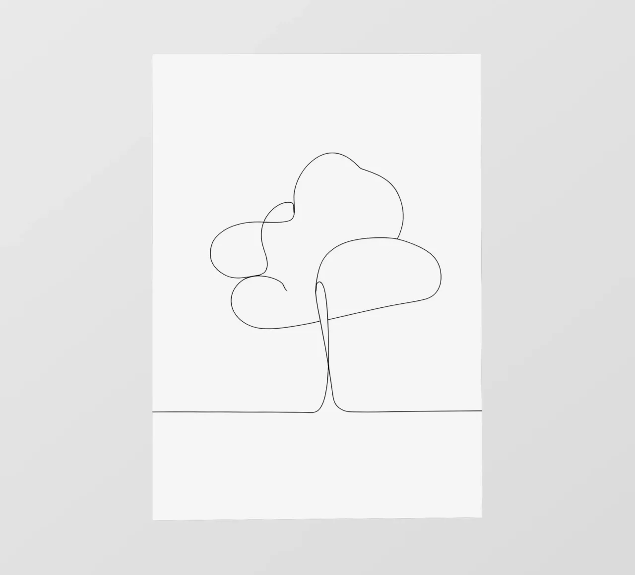 Minimalist One Line Drawing of a Tree | Modern Abstract Art photo wallpaper by Viv Line Art