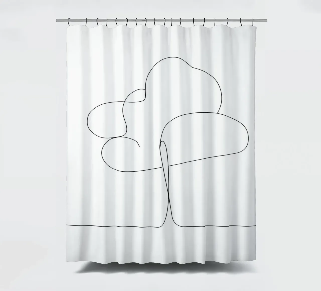 Minimalist One Line Drawing of a Tree | Modern Abstract Art shower curtain by Viv Line Art