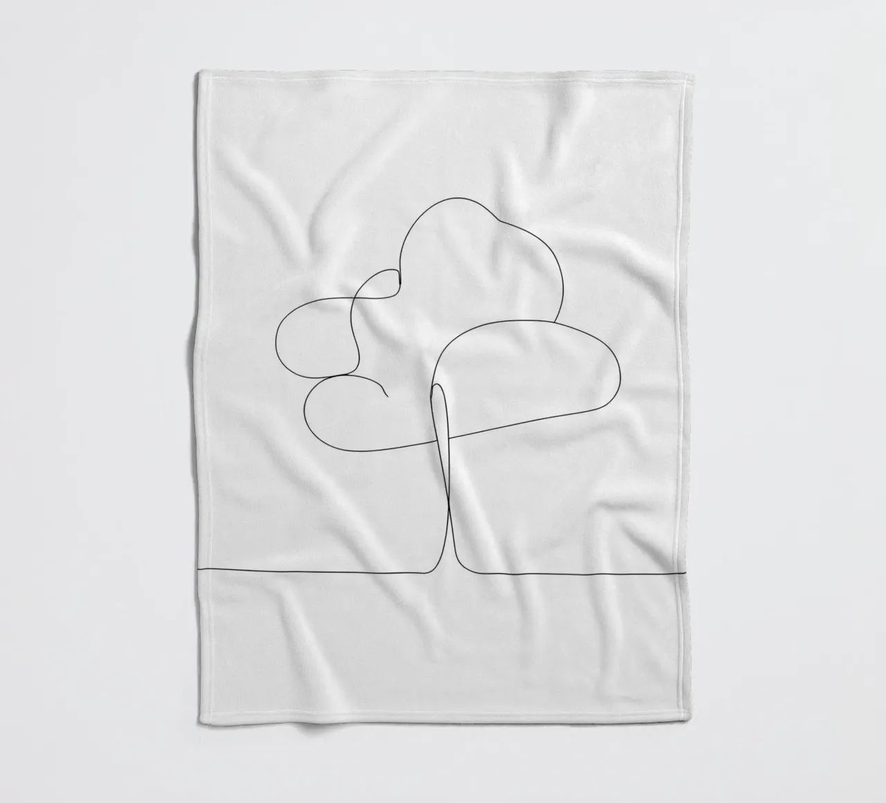 Minimalist One Line Drawing of a Tree | Modern Abstract Art fleece blanket by Viv Line Art
