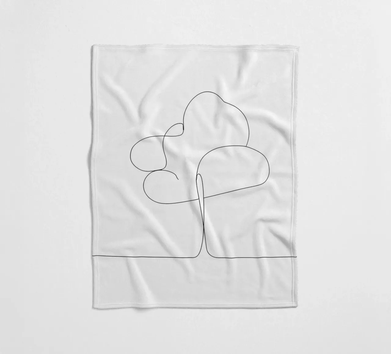 Minimalist One Line Drawing of a Tree | Modern Abstract Art fleece blanket by Viv Line Art