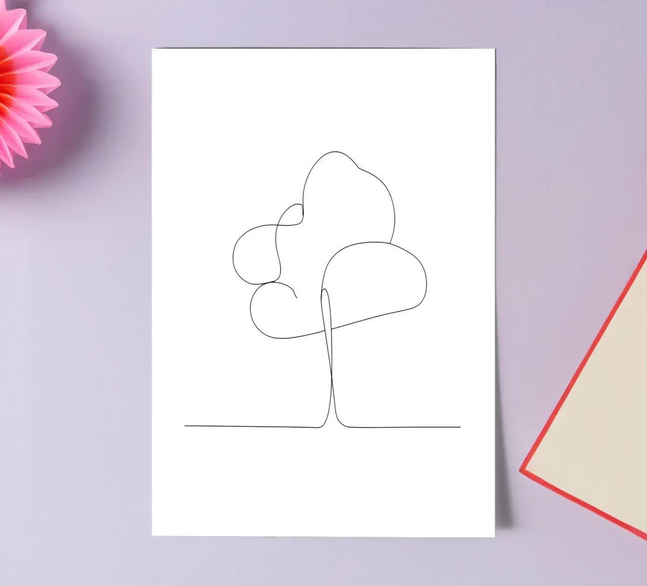Minimalist One Line Drawing of a Tree | Modern Abstract Art sticker sheet by Viv Line Art