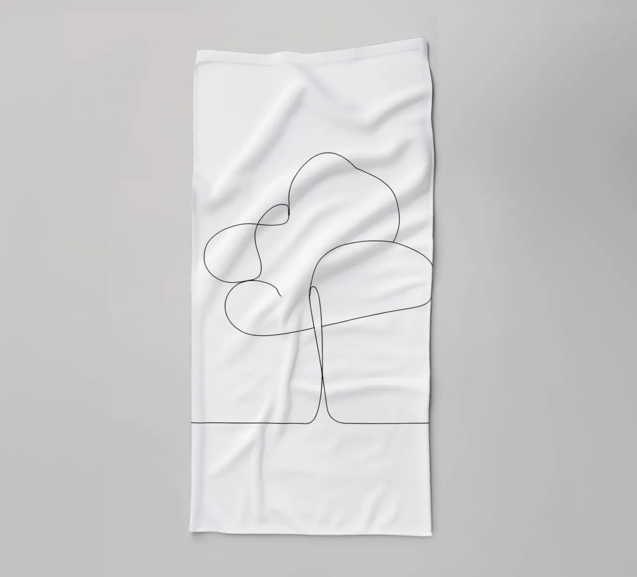 Minimalist One Line Drawing of a Tree | Modern Abstract Art towel by Viv Line Art
