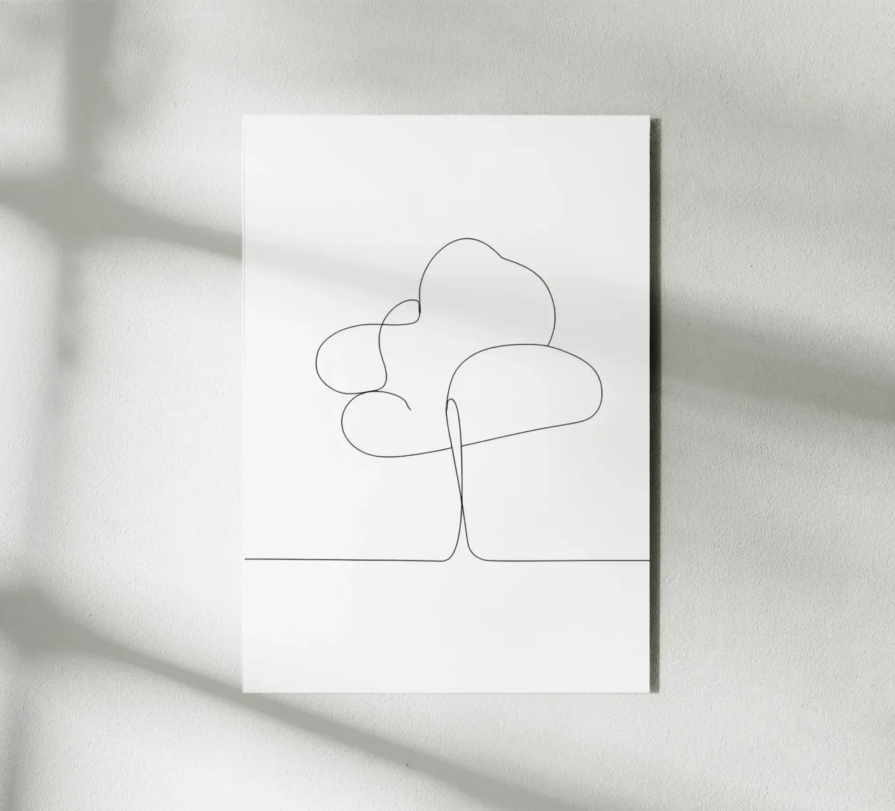 Minimalist One Line Drawing of a Tree | Modern Abstract Art alu-dibond by Viv Line Art