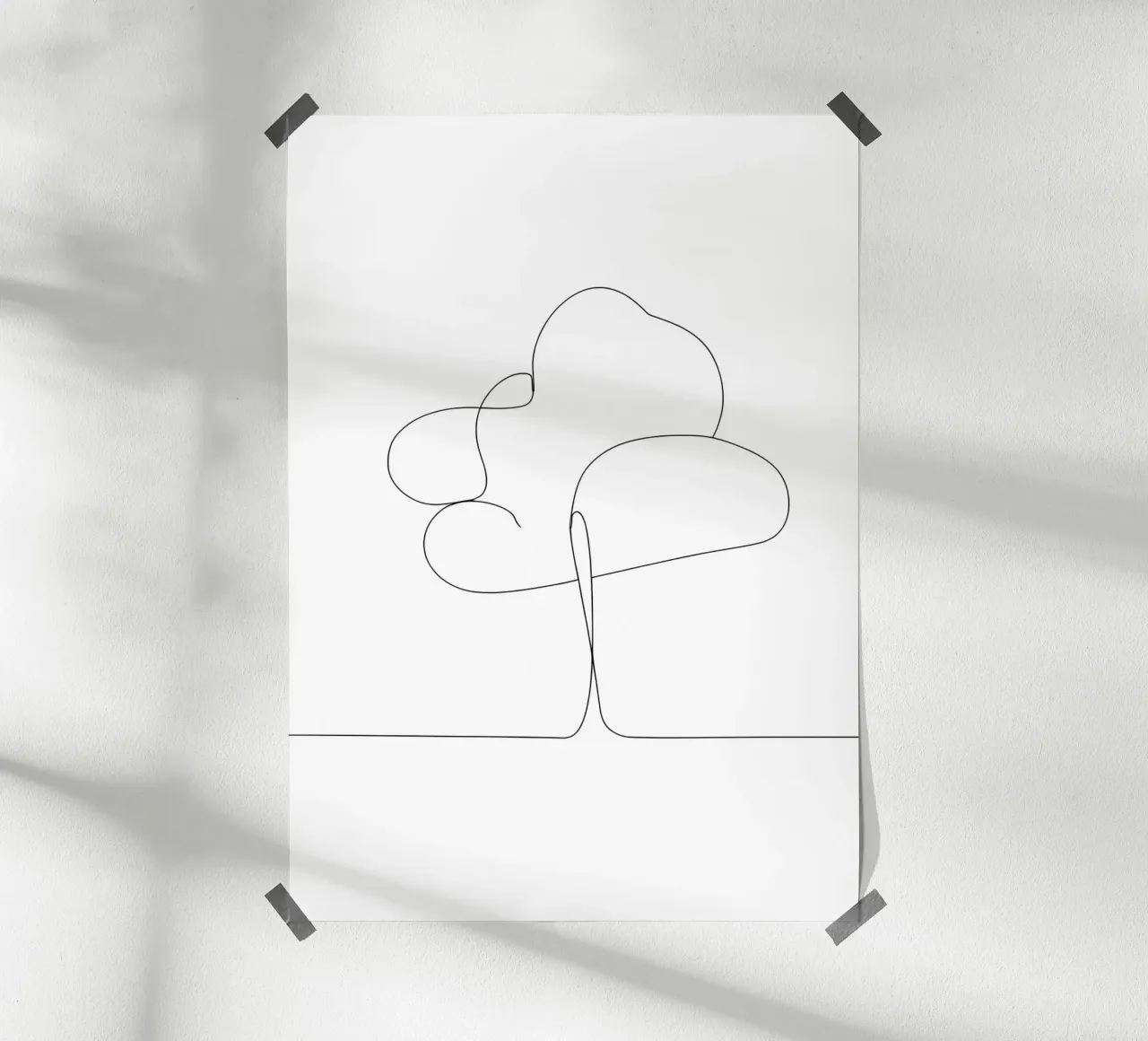 Minimalist One Line Drawing of a Tree | Modern Abstract Art hahnemühle by Viv Line Art